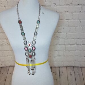 Chic Silver Multi-Stone Necklace
